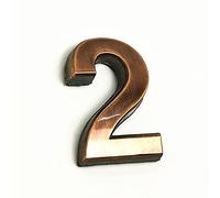 Lot de 2 plaques de maison autocollantes 3D en ABS galvanoplastie 3 m - Rouge cuivre marron 0 à 9 - Pour hôtel, appartement, villa, chambre, boîte aux lettres