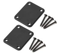 Lot de 2 plaques de manche de guitare en métal avec tapis en plastique pour guitare électrique Stratocaster Telecaster Noir
