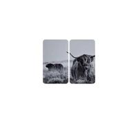 Lot de 2 plaques de protection universelle en verre trempé highland cattle - longueur 52 cm x largeur 30 cm