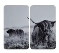 Lot de 2 plaques de protection universelle en verre trempé highland cattle - longueur 52 cm x largeur 30 cm G