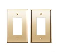 Lot de 2 plaques de recouvrement double prise en laiton brossé doré pour prises standard, façade électrique élégante