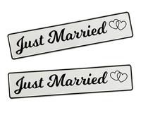 Lot de 2 plaques d'immatriculation de mariage Just Married - Décoration de voiture de mariage - Milkshake