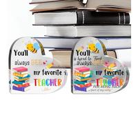 Lot de 2 plaques en acrylique pour enseignante en forme de cœur Décoration de table de classe, école, retraite, Noël, obtention d'un diplôme ou d'un anniversaire