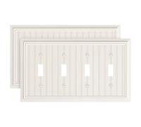 Lot de 2 plaques murales classiques en fibre de bambou naturelle à 4 interrupteurs pour interrupteur à bascule et variateur d'intensité rotatif