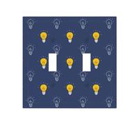 Lot de 2 plaques murales décoratives pour interrupteur à levier - Taille moyenne - 10,2 x 12,7 cm - Couvercle de prise avec motif ampoules bleues - Plaque murale :