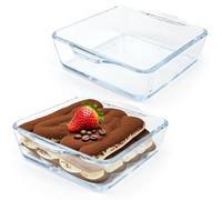 Lot de 2 Plat à four Petit Verre, Plats de Cuisson, Mini Plat à four Transparent avec Poignées, Plat à Gratin en Verre Résistant à la Chaleur(15x13x4 cm)