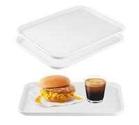 Lot de 2 Plateau de Service rectangulaire Blanc Plateau Repas en Plastique - 31 x 22 x 1,5 cm