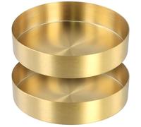 Lot de 2 Plateau de Service Ronds Dorés en Acier Inoxydable 430 de 14 cm | KEILEOHO, Métal Léger Empilable, Organisateur de Bijoux et Cosmétiques, Support Bougie, Présentoir pour Salon et Vitrine