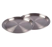 Lot de 2 Plateau en Inox 35 cm Plateau de service Plateau petit déjeuner Bougie Plateau