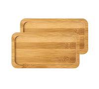 Lot de 2 Plateau Petit Déjeuner Plateau Repas en Bambou Bords Surélevés et Plateaux en Bois Légers Plateau de Service pour Réception de Fête Plateau en Bois Rectangulaire pour Thé, Eau, Cuisine