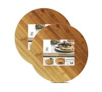 Lot de 2 plateau rond rotatif, plateau de service tournant, plat rond rotatif de table en bambou