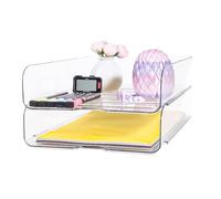 Lot de 2 plateaux à courrier empilables pour bureau, organiseur de fichiers transparent pour fichiers, iPad, lettres, fichiers de bureau A4, livres, notes, verticaux