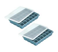 Lot de 2 plateaux à glaçons pour cuisine domestique, design recouvert de silicone, 24 puits carrés, libération douce, moule à glace recouvert de refroidissement quotidien pour boissons café, de en