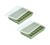Lot de 2 plateaux à glaçons pour cuisine domestique, design recouvert de silicone, 24 puits carrés, libération douce, moule à glace recouvert de refroidissement quotidien pour boissons café, de en