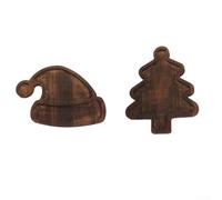 Lot de 2 plateaux à goûter en bois en forme de sapin de Noël pour les fêtes de vacances et les réunions de famille, plateau en bois rustique pour servir des fruits, des collations et des desserts