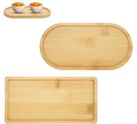 Lot de 2 plateaux bois bambou ovale et rectangulaire Vendos85