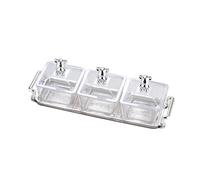 Lot de 2 plateaux carrés en verre de couleur unie de style nordique [3 carrés + 3 couvercles + 1 plateau]