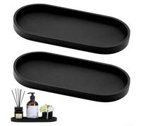 Lot de 2 plateaux de comptoir en silicone avec drainage pour bouteilles d'huiles essentielles, distributeurs de savon et articles d'hygiène quotidienne (B)