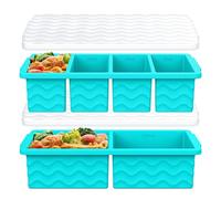 Lot de 2 plateaux de congélation en silicone avec couvercle pour soupe, 1 tasse et 2 tasses de grands moules à glaçons pour la préparation des repas, congeler des portions de 250 ml/125 ml
