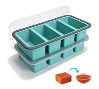 Lot de 2 Plateaux de Congélation en Silicone, Bac à glaçons avec Couvercle, moules à soupe, 250ml par Compartiment - Empilables, pour Soupe, Sauce et Préparation de Repas
