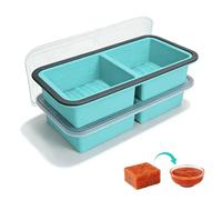 Lot de 2 Plateaux de Congélation en Silicone, Bac à glaçons avec Couvercle, moules à soupe, 500ml par Compartiment - Empilables, pour Soupe, Sauce et Préparation de Repas, Sauce 2 Cavités