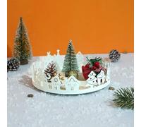 Lot de 2 plateaux de décoration de Noël en fer forgé - Plateaux festifs pour crèche, centre de table ou cheminée, décoration d'intérieur avec motifs de dessins animés, décoration en fer rouge et blanc