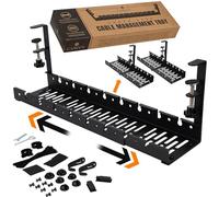 Lot de 2 plateaux de gestion des câbles sous le bureau sans perçage - Chemin de câbles en acier robuste extensible de 40,6 cm à 78,7 cm - Support de rangement de câbles sous le bureau avec 38
