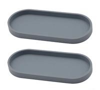 Lot de 2 plateaux de rangement ovales en silicone pour cosmétiques et bougies, et compacts pour une utilisation efficace sur un comptoir ou une commode (gris)