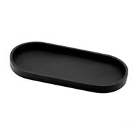 Lot de 2 plateaux de salle de bain en silicone avec drainage pour le stockage des huiles essentielles, plateau de comptoir spacieux pour cuisine et coiffeuse, coins arrondis, noir (A)