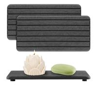 Lot de 2 plateaux de séchage en pierre absorbant l'eau pour évier de salle de bain, savon en pierre, pierre à séchage rapide (gris foncé)