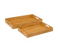 5five Lot de 2 plateaux de service en bambou 46 cm Beige