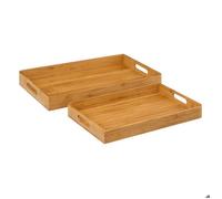 5five Lot de 2 plateaux de service en bambou 46 cm Beige
