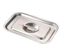 Lot de 2 plateaux de service en acier inoxydable avec couvercles - Grand plat rectangulaire pour buffet d'hôtels - Plateaux empilables pour la préparation des aliments pour la cuisine 32 x 22 x 20 cm