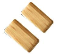 Lot de 2 plateaux de service rectangulaires en plastique pour thé, fruits, petit-déjeuner, dîner, boisson, service pour fêtes, boissons, thé, café, taille M