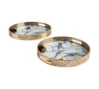 Lot de 2 Plateaux Déco "Inaya" 35cm Doré