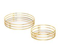 Atmosphera – Lot de 2 plateaux déco miroir « Feel » 30 cm Or