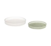 Lot de 2 Plateaux Déco "Wild Romance" 31cm Blanc & Vert