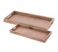 Lot de 2 plateaux décoratifs en bois naturel - 50/45 cm - Assiettes à bougies en bois allongées - Décoration de table, plateau décoratif, plateau de service, rectangulaire, planche à bougies