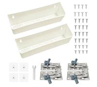 Lot de 2 plateaux d'évier en plastique avec charnières en acier de 28 cm avec 8 supports et 4 vis, armoire de rangement coulissante pour cuisine et salle de bain, blanc