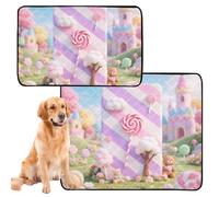 Lot de 2 plateaux d'urine pour chien et chat - Tapis de sol antidérapant pour extérieur 61 x 91,4 cm + 91,4 x 106,7 cm - Motif Candy Land