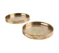 Atmosphera - Lot de 2 plateaux Elya doré D31/35 cm avec poignées
