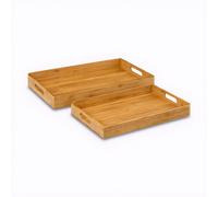 5five Lot de 2 plateaux de service en bambou 46 cm Beige