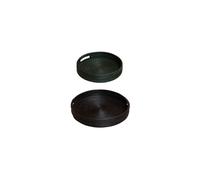 Lot de 2 plateaux en rotin noir et vert, ronds - Chehoma, Noir - Ø50x8 cm