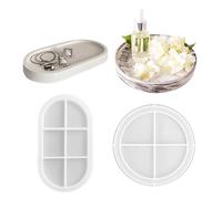 Lot de 2 plateaux en silicone avec rainures, dessous de verre en silicone, porte-bougies, résine, fonte, résine époxy, moules en béton, moules en silicone pour fabrication de