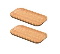 Lot de 2 plateaux rectangulaires en bambou - Dessous de verre rectangulaires - En bois respectueux de l'environnement - Robuste - Pour collations à thé de l'après-midi (25 x 14 x 2 cm)