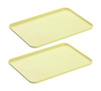 Lot de 2 plateaux rectangulaires moyens - Plateau de petit-déjeuner - Fast Food - Tablettes de cuisine - Jaune - Plateau à thé - Plateau de service réutilisable pour la cuisine et le café