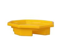 Lot de 2 plateformes modulaires de confinement des déversements, palette de seau de peinture étanche avec drain, plateau en polyéthylène jaune pour usine, garage, cuisine - Capacité 1/2 tonneau (82 x