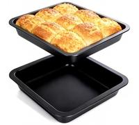 Lot de 2 plats à four carrés, 22,5 x 22,5 x 4,5 cm, en acier inoxydable, rectangulaires, avec revêtement anti-adhésif, pour four, friteuses à air chaud Ninja