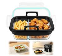 Lot de 2 Plats à Gratin en Verre pour Airfryer, Plat à Four en Verre avec Poignée en Silicone, Compatible Ninja Friteuse à Air SL400EU, AF400EU,AF500EU, pour Lave-Vaisselle (0.82, Kilogrammes)