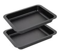 Zenker 9915750 Lot de 2 plats de cuisson des lasagnes maison, plat à four rectangle, plat pour lasagnes et gratins, Acier, Noir, 36 x 27 x 5 cm
